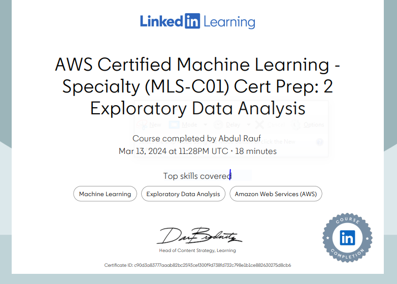 AWS Certified Machine Learning Specialty